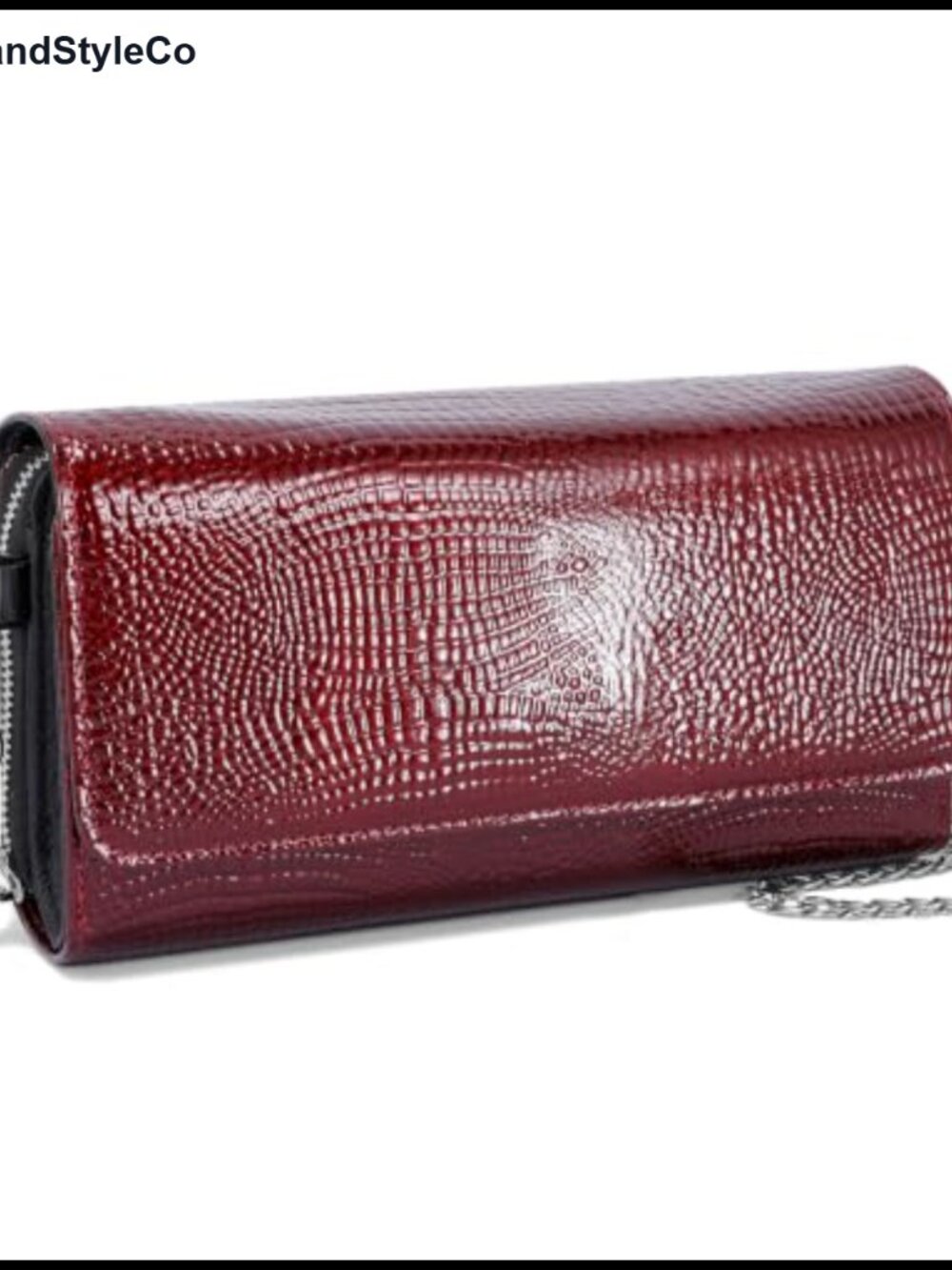 Croc Embossed Leather Wallet Crossbody Bag Women Compact Multi Pocket